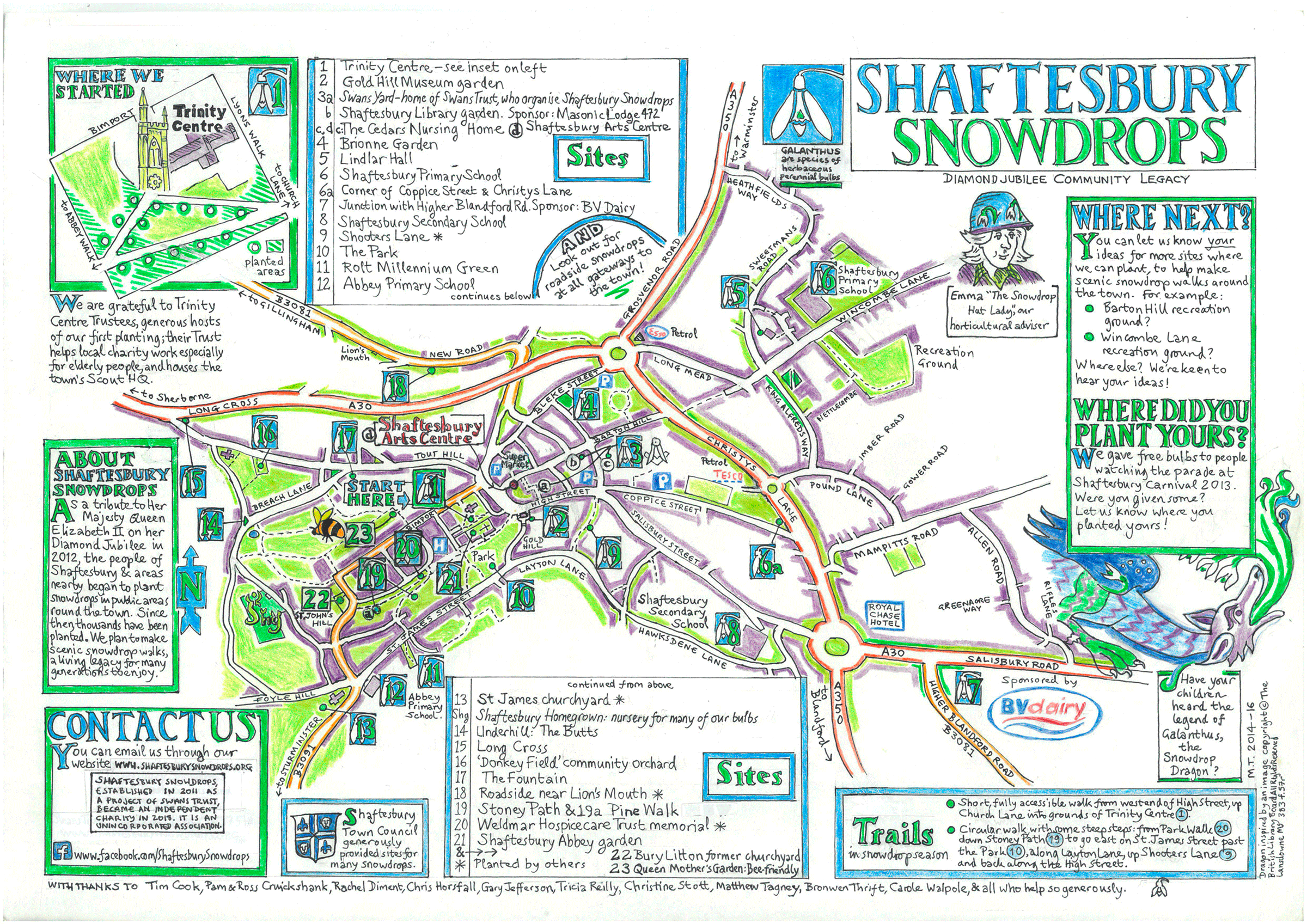 Shaftesbury Snowdrops map 2020