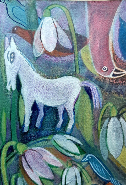 Shaftesbury Snowdrops Exibition 2021 - Suzanne Woodward - White Horse And Snowdrops